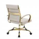 LeisureMod Benmar Home Leather Office Chair With Gold Frame, Tan, BOG19TL