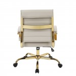 LeisureMod Benmar Home Leather Office Chair With Gold Frame, Tan, BOG19TL