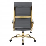 Benmar High-Back Leather Office Chair With Gold Frame, Grey, BOTG19GRL