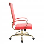 LeisureMod Benmar High-Back Leather Office Chair With Gold Frame, Red, BOTG19RL