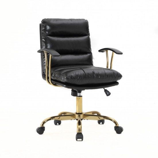 LeisureMod Regina Modern Executive Leather Office Chair, Black, RO19BL