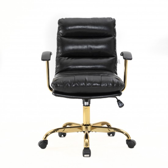 LeisureMod Regina Modern Executive Leather Office Chair, Black, RO19BL