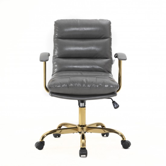 LeisureMod Regina Modern Executive Leather Office Chair, Titanium Grey, RO19GRL