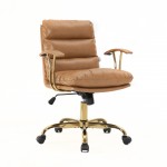 LeisureMod Regina Modern Executive Leather Office Chair, Saddle Brown, RO19SBRL