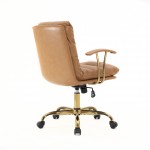 LeisureMod Regina Modern Executive Leather Office Chair, Saddle Brown, RO19SBRL