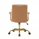 LeisureMod Regina Modern Executive Leather Office Chair, Saddle Brown, RO19SBRL