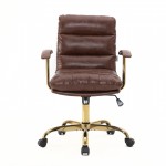 LeisureMod Regina Modern Executive Leather Office Chair, Walnut Brown, RO19WBRL