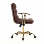 LeisureMod Regina Modern Executive Leather Office Chair, Walnut Brown, RO19WBRL