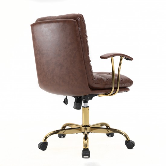 LeisureMod Regina Modern Executive Leather Office Chair, Walnut Brown, RO19WBRL