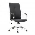 LeisureMod Sonora Modern High-Back Leather Office Chair, Black, SO19BLL