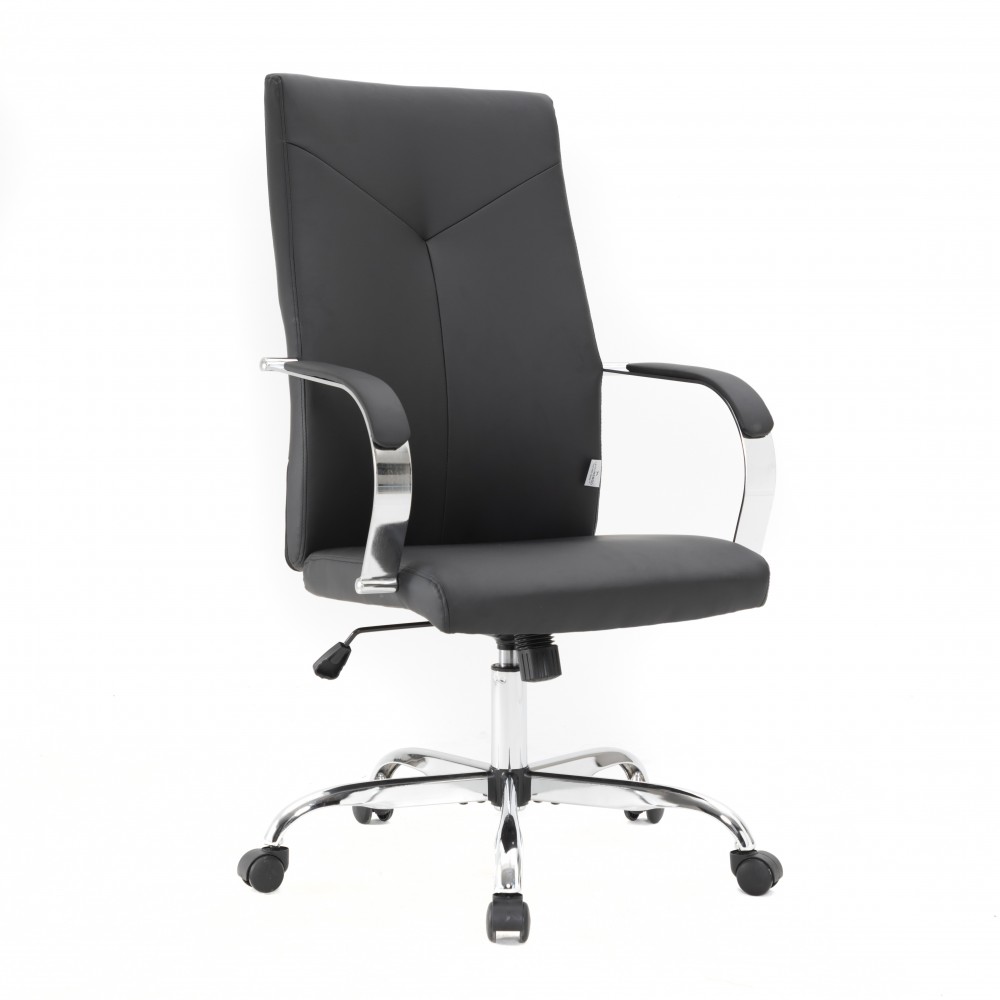 LeisureMod Sonora Modern High-Back Leather Office Chair, Black, SO19BLL