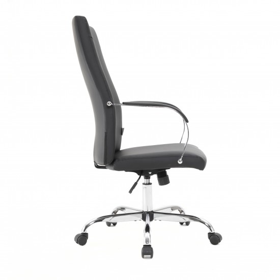 LeisureMod Sonora Modern High-Back Leather Office Chair, Black, SO19BLL