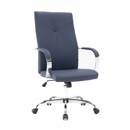 LeisureMod Sonora Modern High-Back Leather Office Chair, Navy Blue, SO19BUL