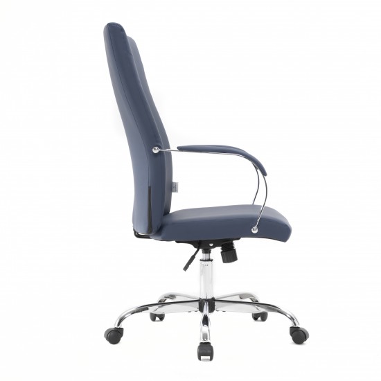 LeisureMod Sonora Modern High-Back Leather Office Chair, Navy Blue, SO19BUL