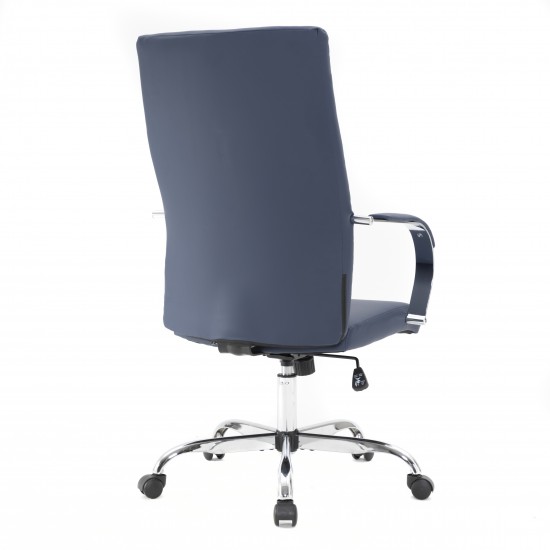 LeisureMod Sonora Modern High-Back Leather Office Chair, Navy Blue, SO19BUL