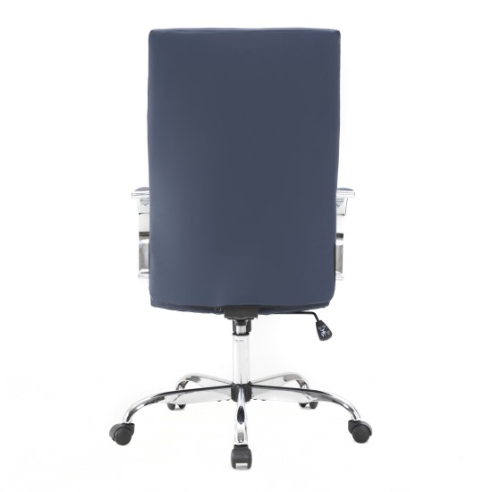 LeisureMod Sonora Modern High-Back Leather Office Chair, Navy Blue, SO19BUL