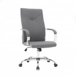 LeisureMod Sonora Modern High-Back Leather Office Chair, Grey, SO19GRL