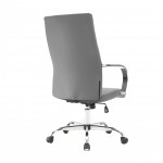 LeisureMod Sonora Modern High-Back Leather Office Chair, Grey, SO19GRL