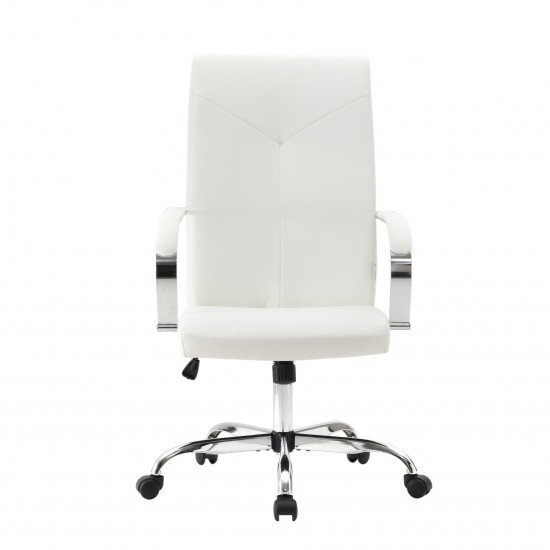 LeisureMod Sonora Modern High-Back Leather Office Chair, White, SO19WL