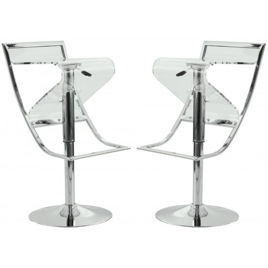 Napoli Transparent Acrylic Bar/Counter Stool, Set of 2, Clear, NBC16CL2