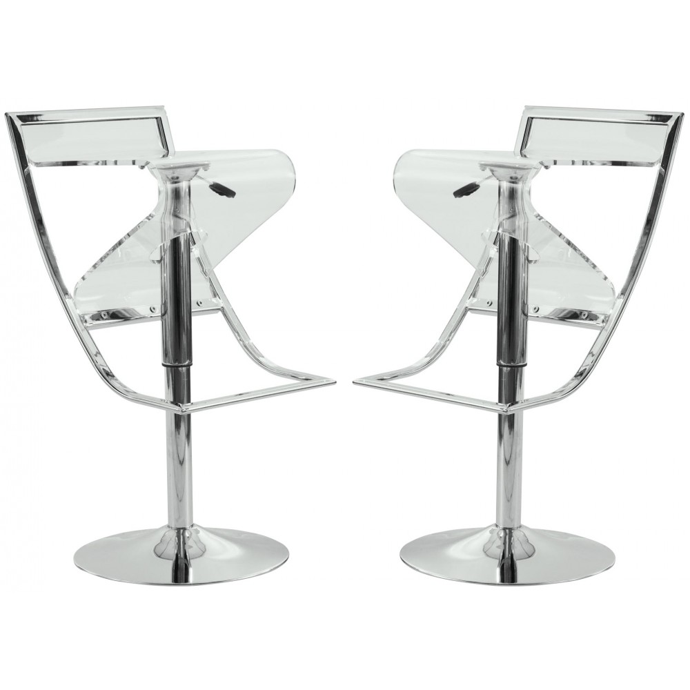 Napoli Transparent Acrylic Bar/Counter Stool, Set of 2, Clear, NBC16CL2