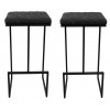 Quincy Leather Bar Stools With Metal Frame Set of 2, Charcoal Black, QS29BL2