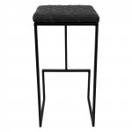 Quincy Leather Bar Stools With Metal Frame Set of 2, Charcoal Black, QS29BL2