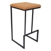 Quincy Quilted Stitched Leather Bar Stools, Metal Frame, Light Brown, QS29BR