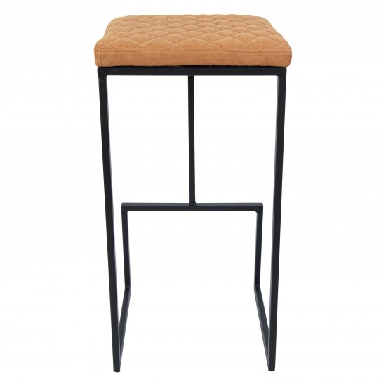 Quincy Quilted Stitched Leather Bar Stools, Metal Frame, Light Brown, QS29BR