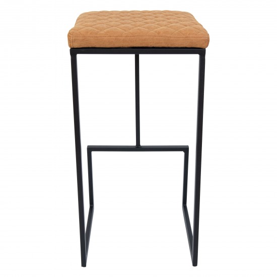 Quincy Leather Bar Stools With Metal Frame Set of 2, Light Brown, QS29BR2