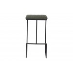 Quincy Quilted Stitched Leather Bar Stools, Metal Frame, Olive Green, QS29G