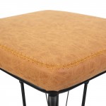 LeisureMod Millard Leather Bar Stool With Metal Frame, Light Brown, MS36BR