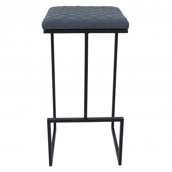 LeisureMod Millard Leather Bar Stool With Metal Frame, Peacock Blue, MS36BU