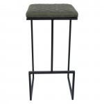 LeisureMod Millard Leather Bar Stool With Metal Frame, Olive Green, MS36G