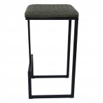 LeisureMod Millard Leather Bar Stool With Metal Frame, Olive Green, MS36G