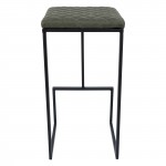 LeisureMod Millard Leather Bar Stool With Metal Frame, Olive Green, MS36G