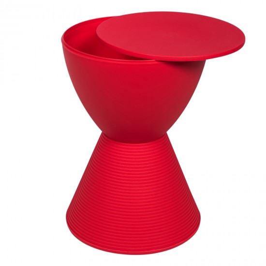 LeisureMod Modern Round Boyd Side Table, Red, BS12R