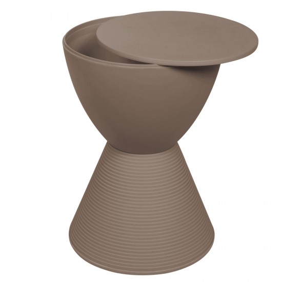 LeisureMod Modern Round Boyd Side Table, Taupe, BS12TP