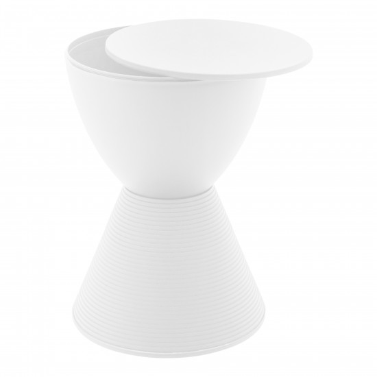 LeisureMod Modern Round Boyd Side Table, White, BS12W