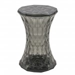 LeisureMod Modern Plastic Clio Side Table, Transparent Black, CS12TBL