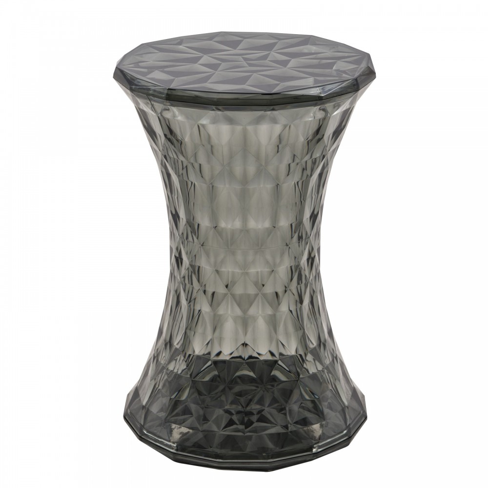 LeisureMod Modern Plastic Clio Side Table, Transparent Black, CS12TBL