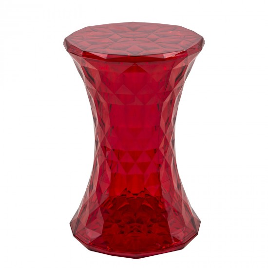 LeisureMod Modern Plastic Clio Side Table, Transparent Red, CS12TR