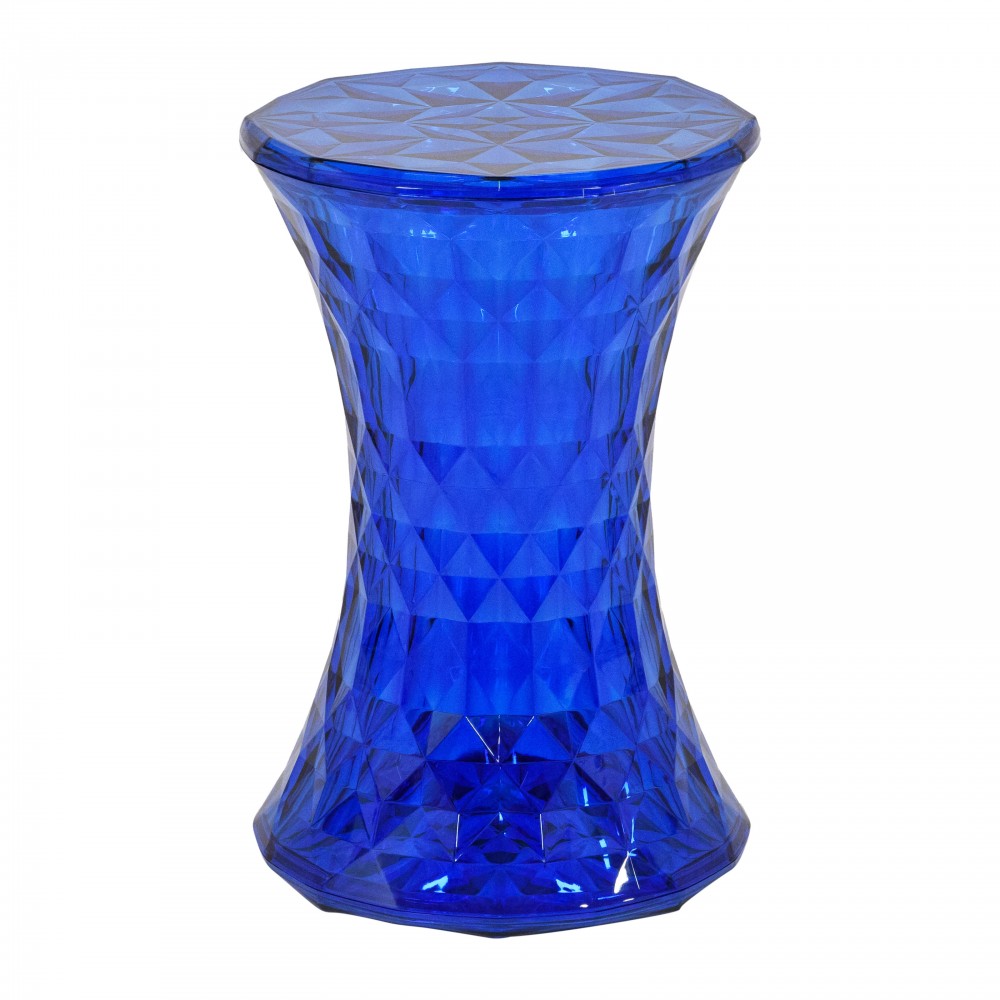 LeisureMod Modern Plastic Clio Side Table, Transparent Blue, CS12TBU