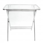 LeisureMod Victorian Foldable End Side Table Tray, Clear, VT24CL