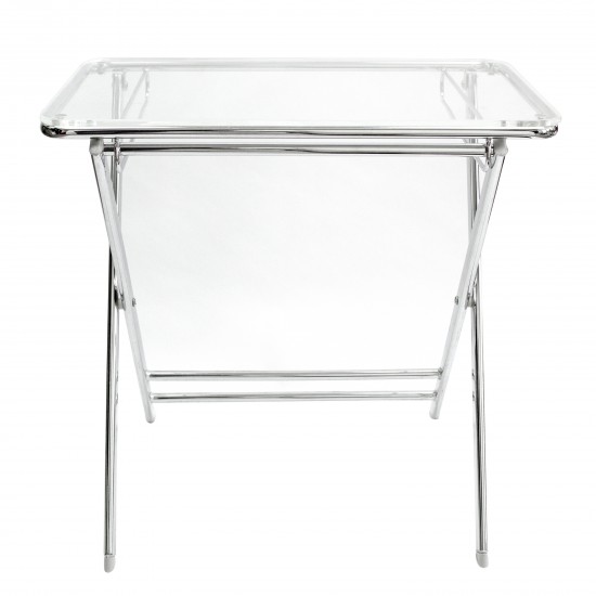 LeisureMod Victorian Foldable End Side Table Tray, Clear, VT24CL