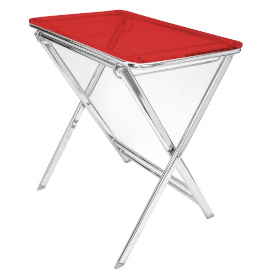 LeisureMod Victorian Foldable End Side Table Tray, Red, VT24TR