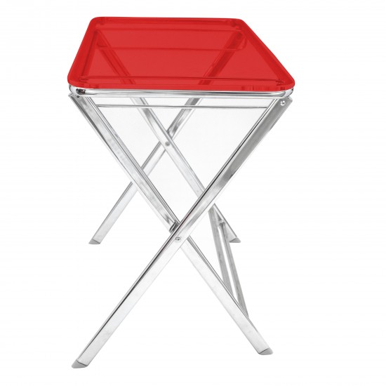 LeisureMod Victorian Foldable End Side Table Tray, Red, VT24TR