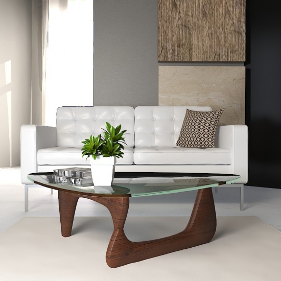 LeisureMod Imperial Triangle Coffee Table, Dark Walnut, NG52DW