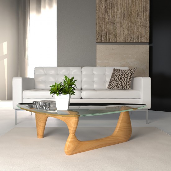 LeisureMod Imperial Triangle Coffee Table, Natural, NG52NW