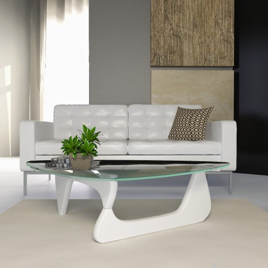 LeisureMod Imperial Triangle Coffee Table, White, NG52W